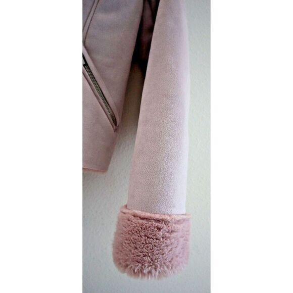 Kut From The Koth Women Sz S Pink Candece Bonded Faux Shearling Moto Jacket $108 - Picture 6 of 15